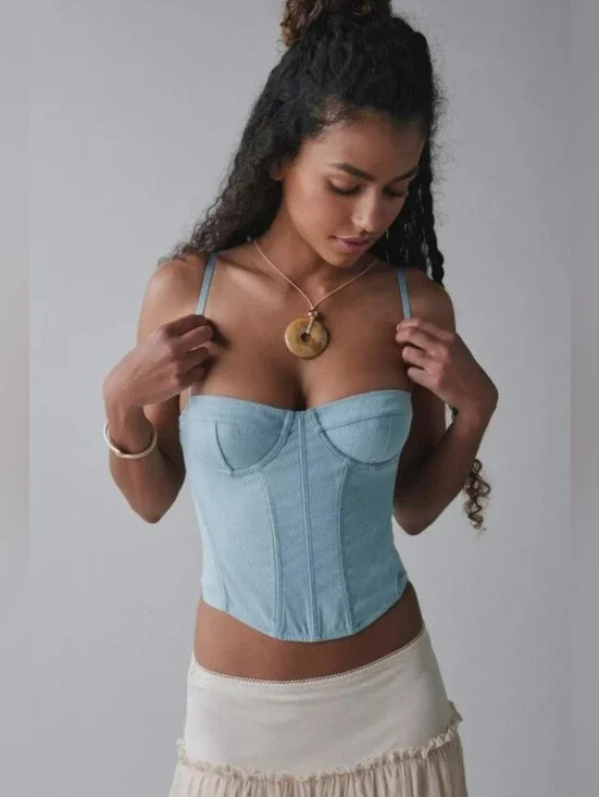 Urban Outfitters UO Out From Under Modern‎ Love Denim Corset size XL brand new