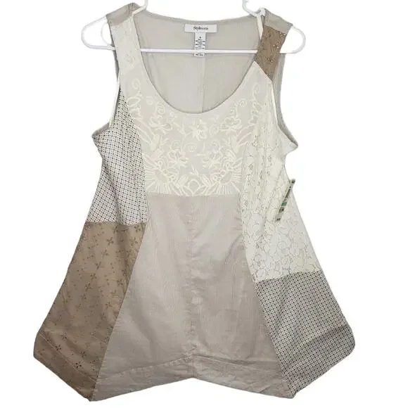 Style and Co. Boho Multi Media Patchwork Handkerchief Tank Top