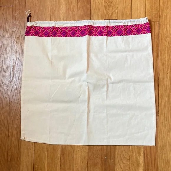 Tory Burch Canvas Dust Bag with Pink Accent Trim