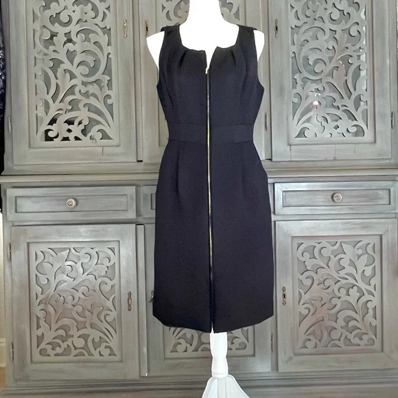 Tory Burch black silk blend zipper front dress 6