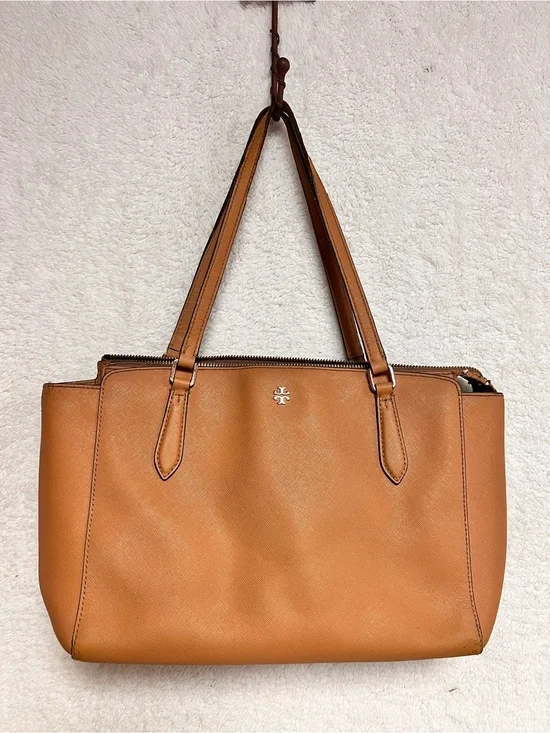 Tory Burch Cognac Leather Zip-Top Tote