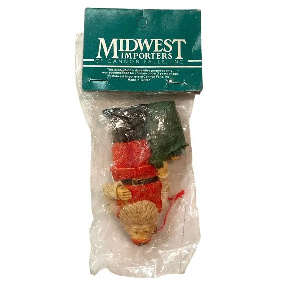 Vintage Santa Holding Toy Bag Ornament‎ Christmas Midwest Cannon Falls