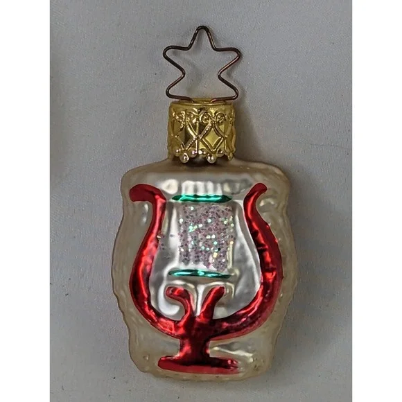 Christmas Glass Ornament Lyre Harp 2 Inch Germany Inge Glas‎ Old World