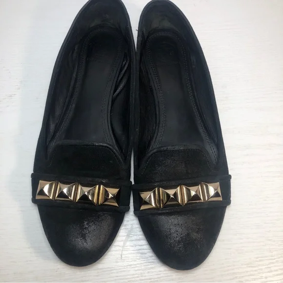 Tory Burch Black Asher Leather Flats Womens 9.5  Ballet Style Loafers