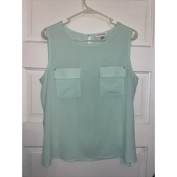 Calvin Klein Mint Green Sleeveless Large‎ Blouse