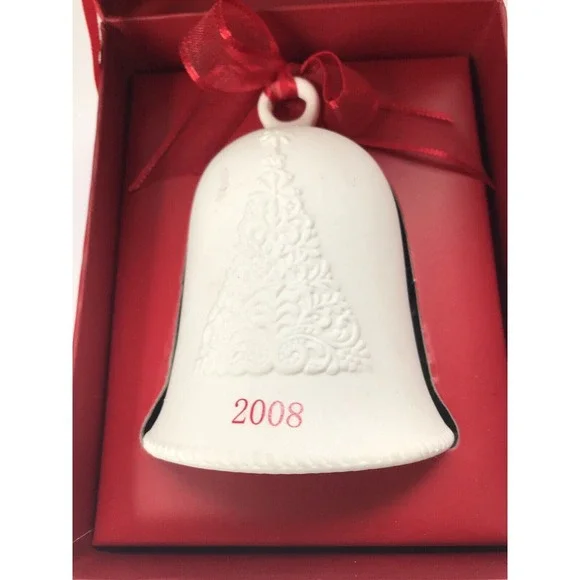 Hallmark Keepsake Ornament Porcelain Dated Bell‎ 2008 Presentation Box