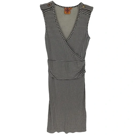 Tory Burch 100% Silk Polka Dot Sleeveless V-Neck Dress - Sz XS