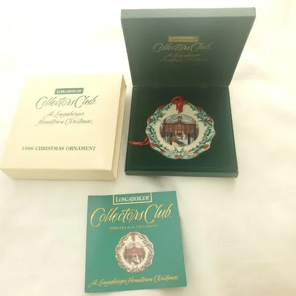 Longaberger Cream Collectors Club Hometown 1996 Christmas University Ornament