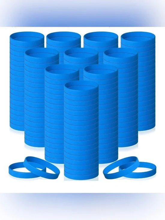 240 PCS Blue Rubber Silicone Bracelets Blank Wristbands Gift festival school NEW
