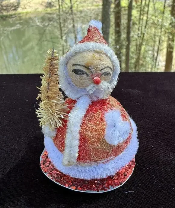 German Antique Miniature Papier Mache & Pipe Cleaner Santa Elf Ornament LO11/2