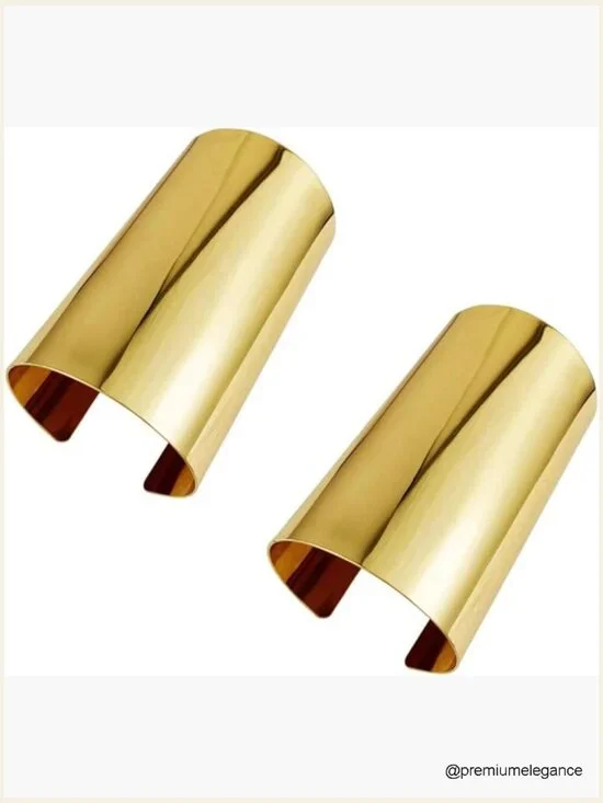 2 Pcs Gold Cuff Bangle Bracelet Set Open Wrap Adjustable Gift