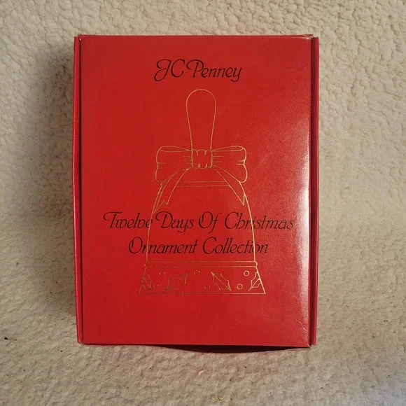 JC Penney Twelve Days of Christmas Ornament Set Ceramic Bells White Excellent