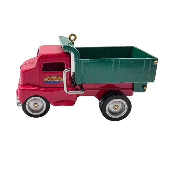 Hallmark Keepsake 2000 Tonka Dump Truck Ornament Diecast Metal Red Green 3.25in
