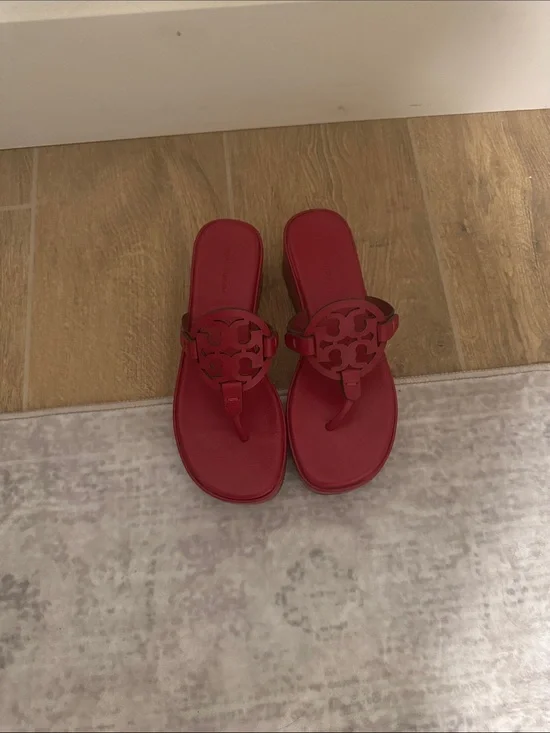 Tory Burch Red Logo Thong Sandals