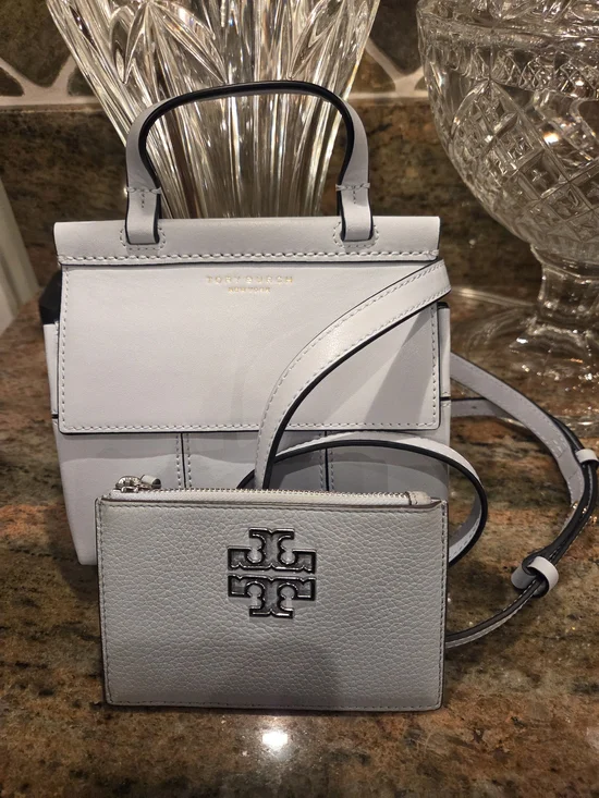 Tory Burch Light Blue Mini Satchel Top-Handle And Shoulder Strap With Wallett
