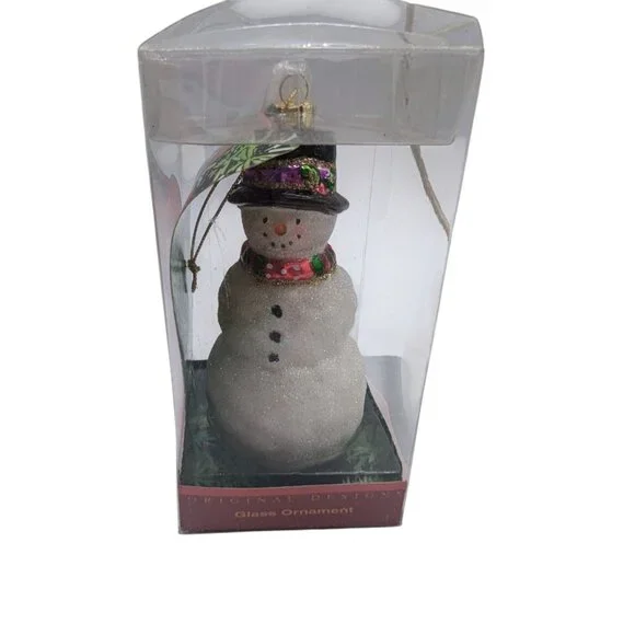 Margaret Cobane Original Designs Snowman Glass Ornament
