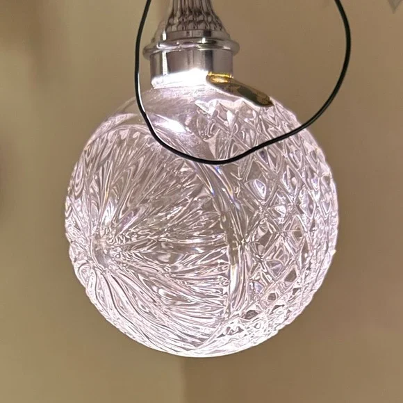 Waterford Crystal Lismore Lighted Christmas Ornament Clear Glass Sphere Silver