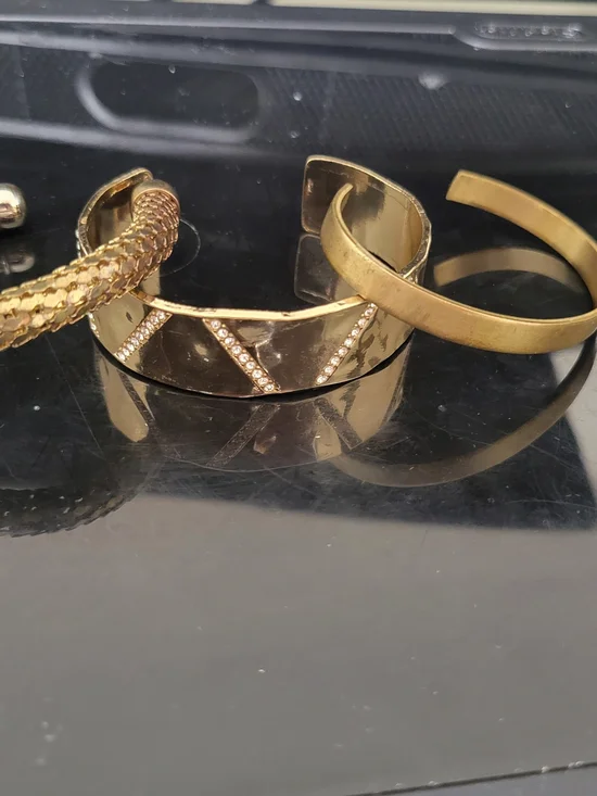 Gold Tone Crystal Accent Cuff Bracelet - Women Jewelry