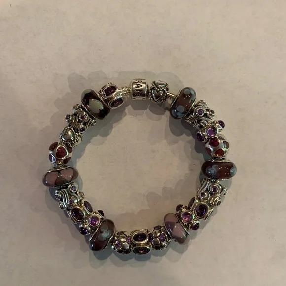 Pandora 8 inch Silver Charm Bracelet with 23 charms