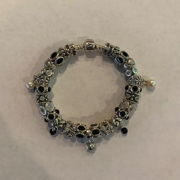 Pandora 8 inch Silver Charm Bracelet with 27 charms