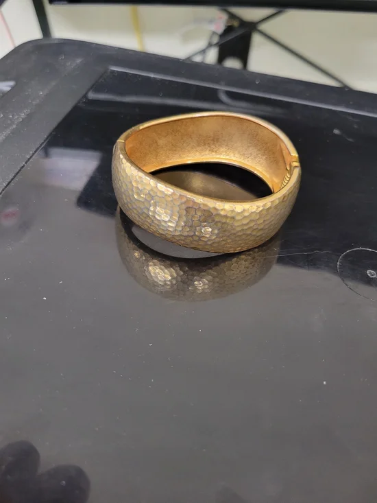 Hammered Gold Tone Bangle Bracelet