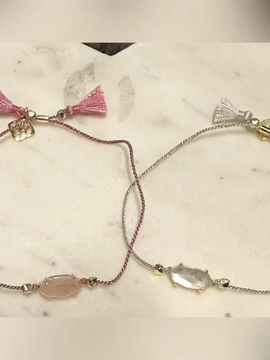 Two - Kendra Scott Everlyne pink and ivory Cord Friendship Bracelets