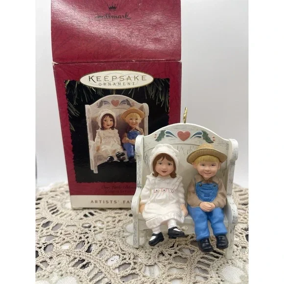 Hallmark Our Little‎ Blessings Ornament 1995 Boy & Girl On Bench