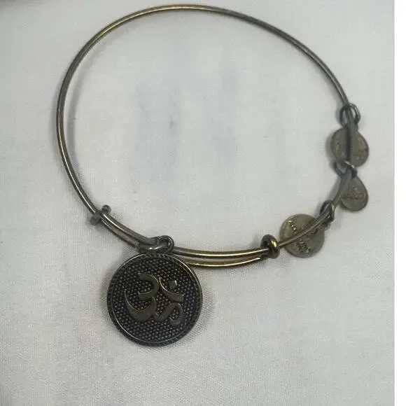 Alex and Ani Rafaelian Gold Tone‎ Bracelet With OM Charm Expandable