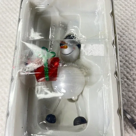 Department‎ 56 Tinsel Christmas Bubble Light Snowman with Present Ornament