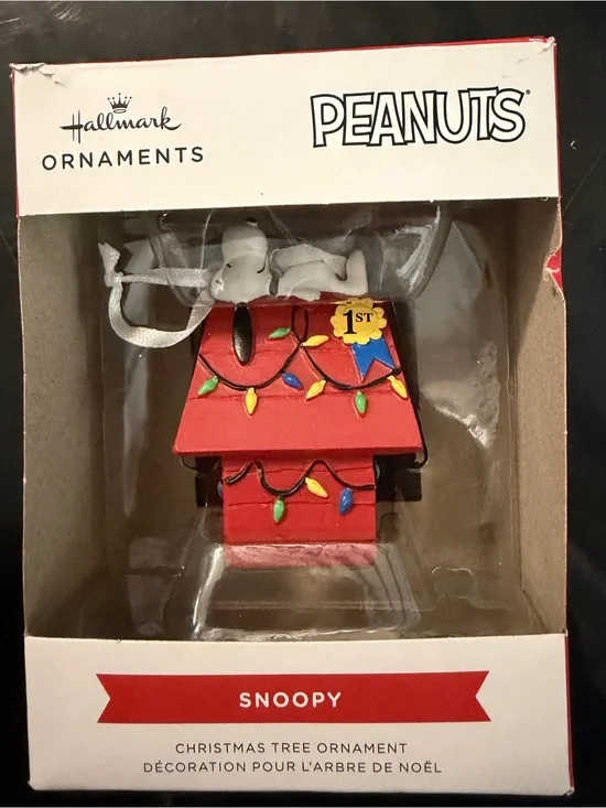 Peanuts Red Doghouse Ornament with Multicolor Lights - Peanuts