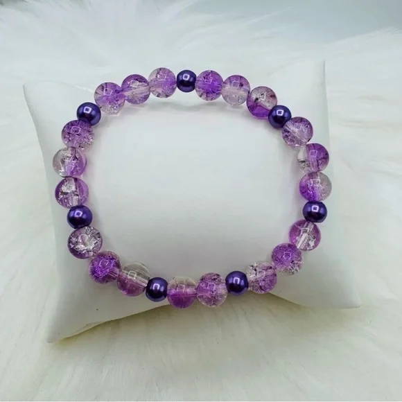 Gradient Glass Beaded Bracelet Style A Purple