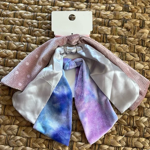 3pc Elastic Velvet & Satin Knot Ponytail Holder