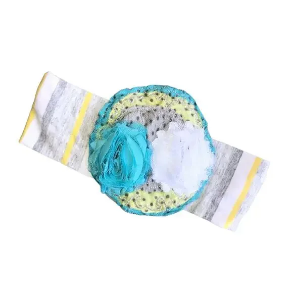 ZaZa Couture‎ Baby Girl Headband Aqua White Lime Rosette Lace Boutique Small