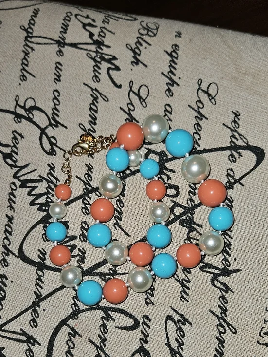 Nolan Miller Multi-Strand Coral, Turquoise & Pearl Statement Necklace