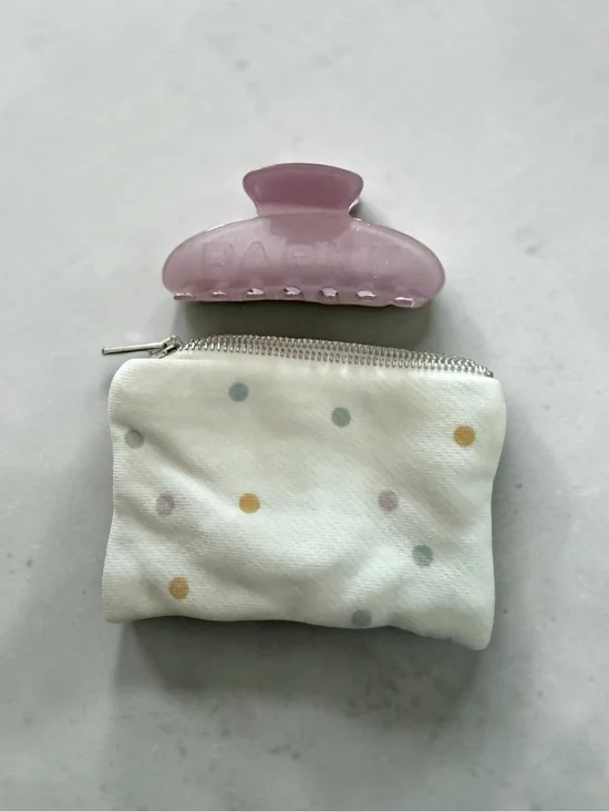 Parke Pastel Purple Hair Clip with Polka Dot Coin Pouch
