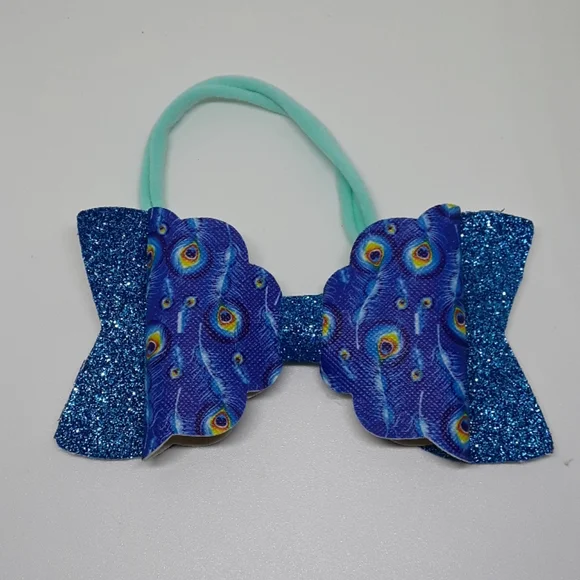 father print handmade faux leather bow headband