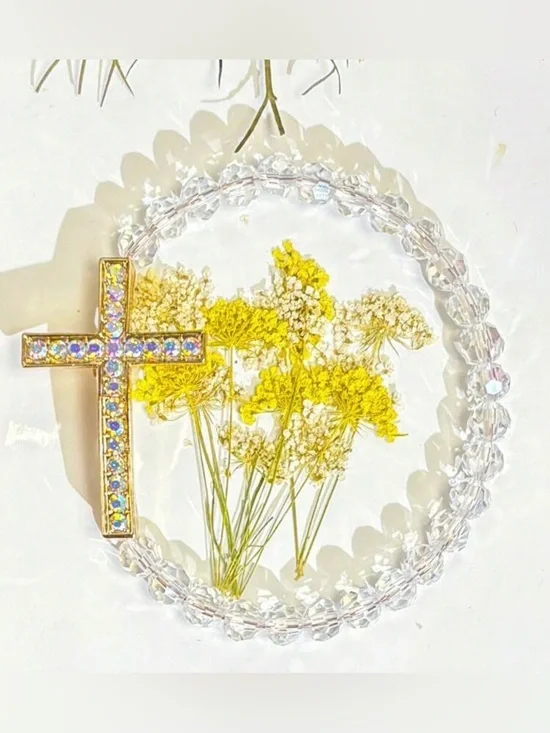 Rhinestone Cross Beaded Bracelet