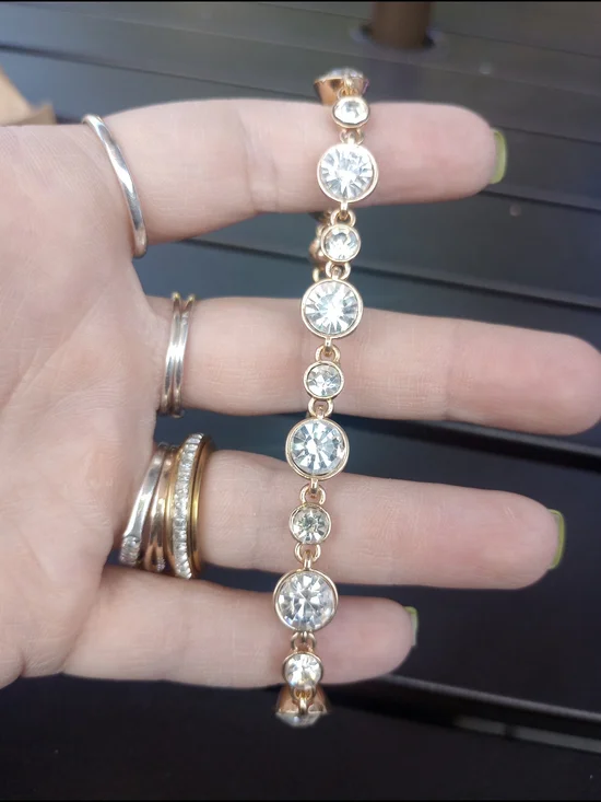 Crystal Station Gold Tone Tennis Bracelet