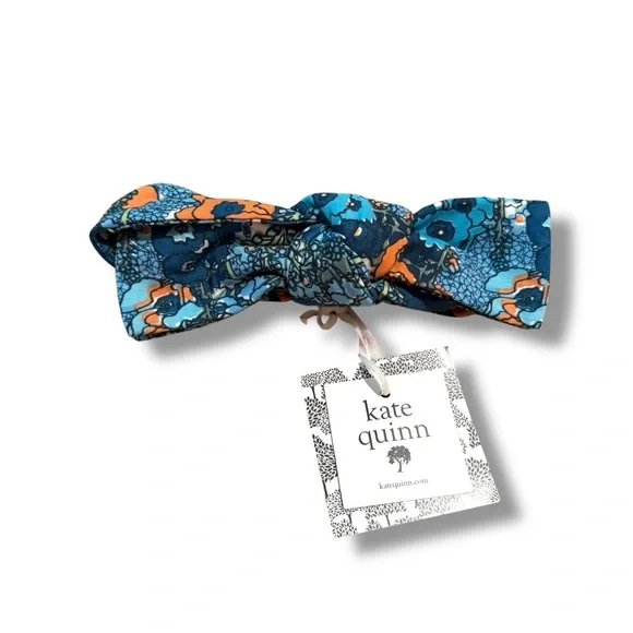Kate Quinn NWT Blue Orange Floral Bow Baby‎ Headband Infant Girl Accessory