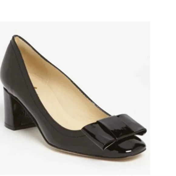Kate Spade Dijon Black Patent Bow Heels 6.5