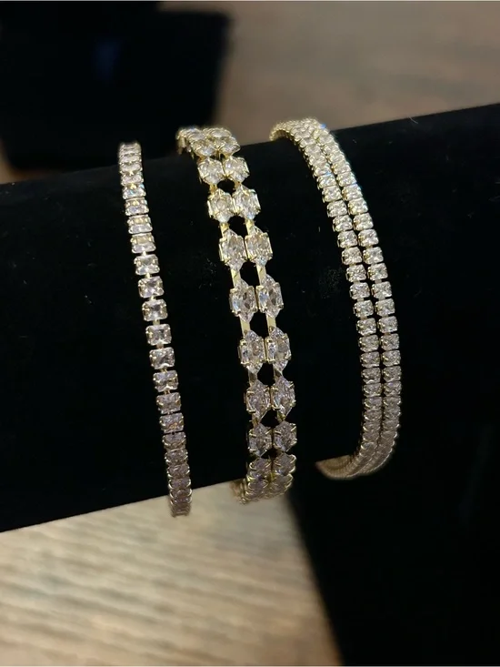 Set of Gold CZ Tennis Bracelets