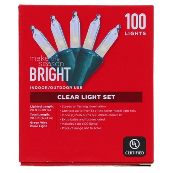 Make the Season Bright Mini-Clear String Decorative Christmas Party Light  100ct