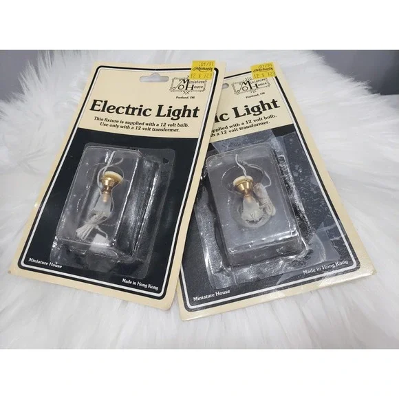 Lot 2 Miniature House‎ 651 Ceiling Lamp Tulip Shade Electric Light 12 Volt