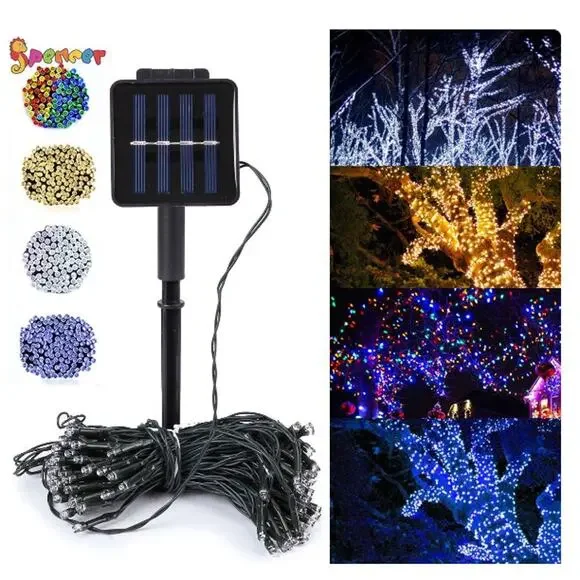 100 LED Solar Powered String Lights Outdoor Fairy Lights 8 Modes