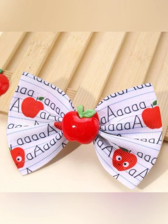 Apple Accent Kids Hair Bow Clip