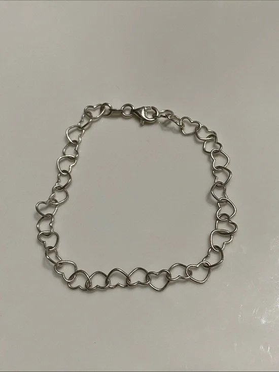 925 Italy Silver Heart Link Bracelet