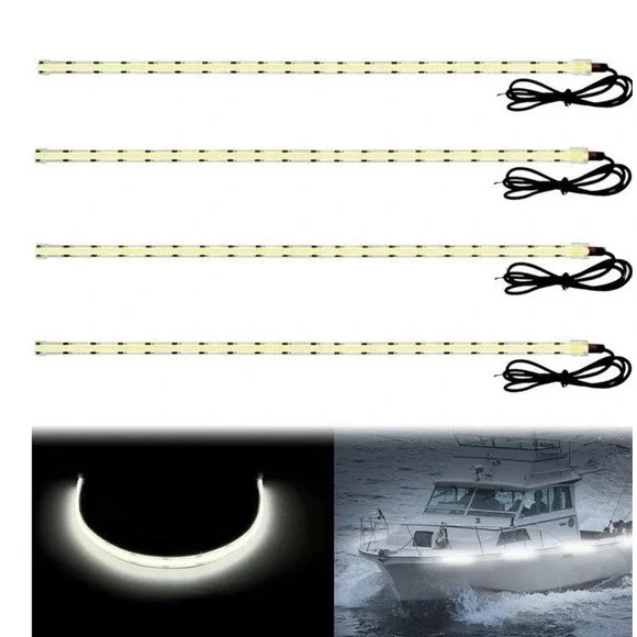 (4)Led Boat Lights, 20FT Marine Led Strip Lights, Waterproof Boat Interior Green