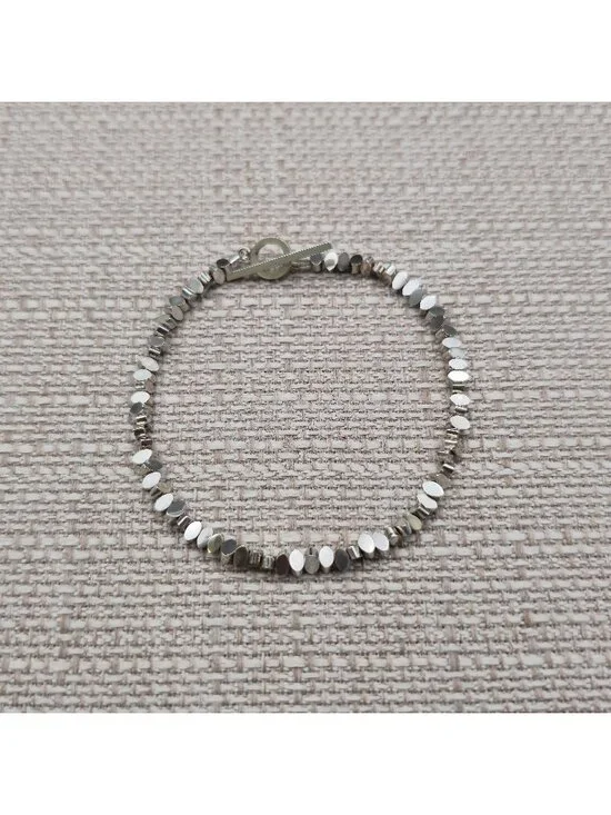 7 Inch Sterling Silver Multi Disc Bead Toggle Unique Bracelet A8158