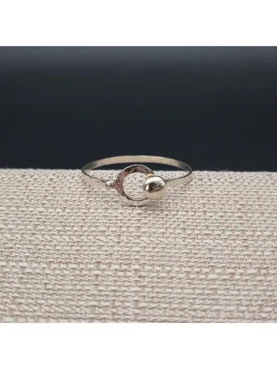 4.5 Inch Parker Sterling Silver Hammered Ball Hook Child's Bangle Bracelet B1458