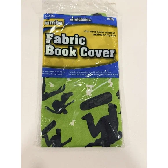 Book Covers Stretch Fabric Adjustable School Textbook Protector Green Skater